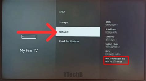 To find the MAC address of a Insignia Smart TV please follow these steps: 1. Plug in the power for the TV. 2. Power on the TV. 3. Once the TV is on press the Menu Button on the remote. 4. Navigate to the Network Tab and press enter 5. Navigate to wireless and press enter. 6. Your MAC address should be displayed on the screen with the label ...