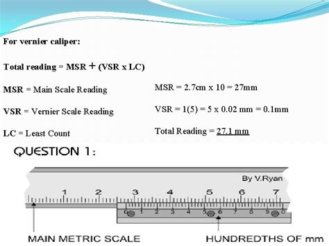How to find msr in vernier caliper