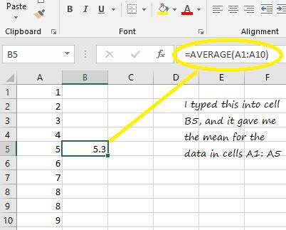 How to find out mean in excel