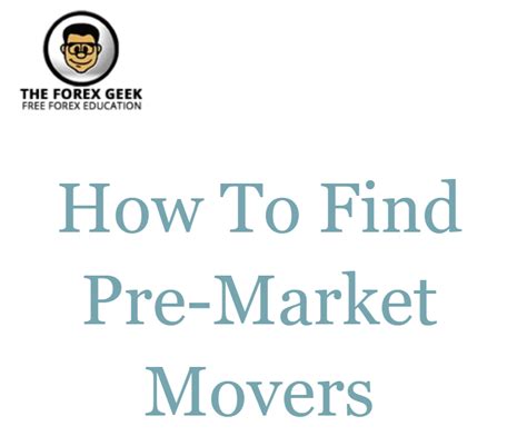 What are pre market movers? By pre market movers, we mean all those events or factors that influence fluctuations on the financial markets that occur before the daily opening on the markets in question. A pre market mover usually refers to a market mover event that occurs after the close of quotes on the trading day and before the opening of ...