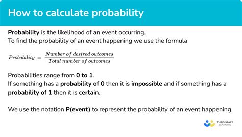 How to find probability. Probability and the probability scale. Probability is about estimating or calculating how likely or 'probable' something is to happen. The chance of an event happening can be described in words ... 