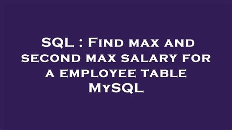 How to find second max in sql