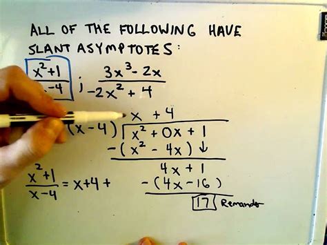 How to find slant asymptotes. A “find slant asymptote” calculator is a tool that calculates and provides the equation of the slant asymptote for a given function. It simplifies the process of finding the slant asymptote, saving time and effort. Example: Consider the function f(x) = (3x^2 + 2x + 1) / (x – 2). By using a “find slant asymptote” calculator, we can ... 