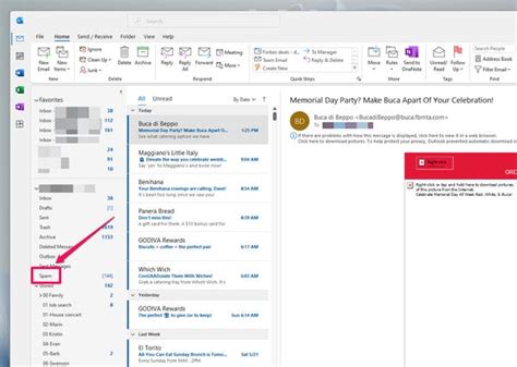 How to find spam email in outlook