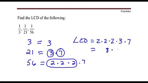 How to find the lcd. This video shows a quick way using the GCF to find the LCD of 2 fractions. If you want to use this same method to find 3 fractions click: http://www.youtube... 