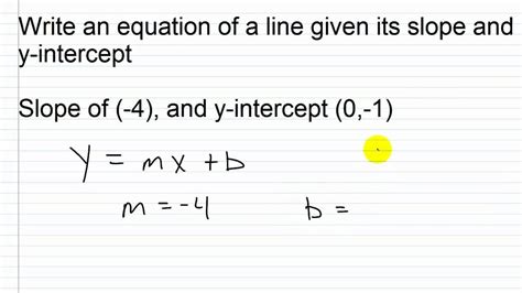 How to find the y intercept when given 2 points. Since the slope is negative, the final graph of the line should be decreasing when viewed from left to right. Step 1: Begin by plotting the [latex]y [/latex]-intercept of the given equation which is [latex]\left ( {0,3} \right) [/latex]. Step 2: Use the slope [latex]\large {m = { { – 5} \over 3}} [/latex] to find another point using the ... 