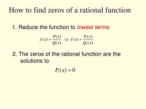 How to find zeros in rational functions