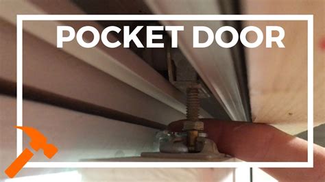 How to fix a pocket door. If the pocket door is stuck, you may need to use a pry bar to remove it: Try to insert the pry bar between the door and the frame. Try to wedge the pry bar under the door. Try to pull the door out with the pry bar. If this does not work, then you may need to remove the trim and molding around the door. 