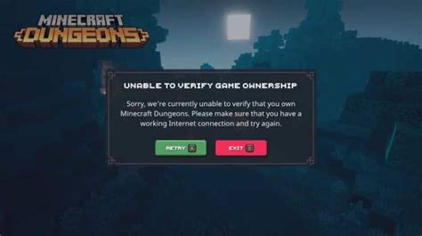 How to fix unable to verify game ownership in Minecraft Dungeons