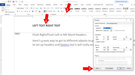 How to flush right in word
