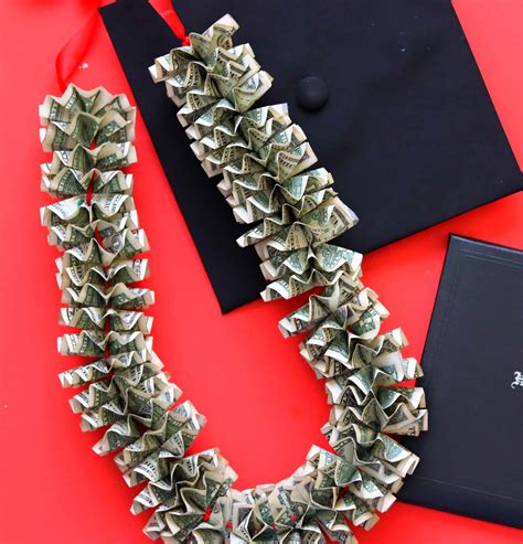 To create a money lei necklace or garland for graduation or