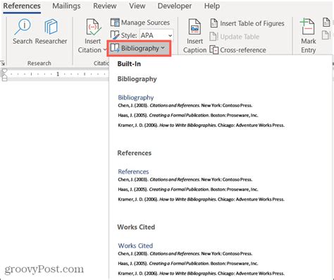 How to format a bibliography in word