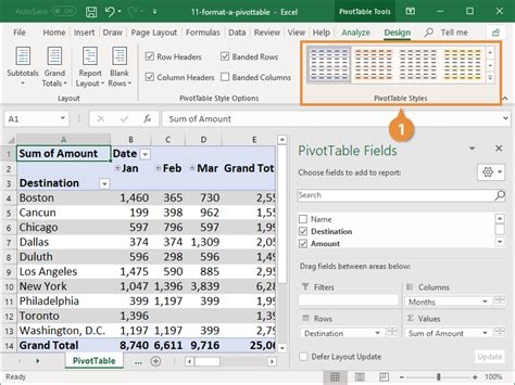 How to format pivot table in excel