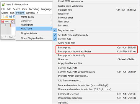 How to format xml in notepad++