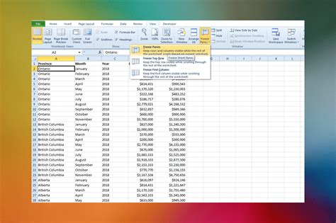 How to freeze column headings in excel
