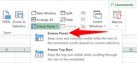 How to freeze in excel