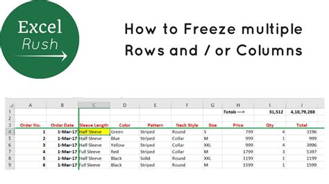 How to freeze multiple rows in excel. 3. Freeze Multiple Top Rows in Excel. You can freeze multiple top rows also. Go through the following steps to do that. Steps. 1. At first, select the row next to the rows you want to freeze. 2. Suppose you want to freeze the first two rows. Then select the third row. 3. Just click on the row number at the left of the row. Then the entire row ... 