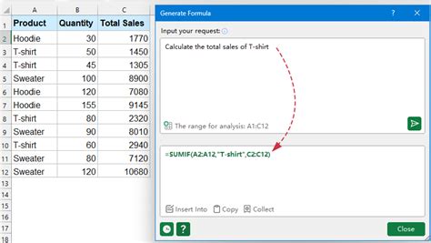 How to generate a formula in excel