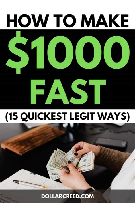 How to get 1000 dollars fast. How to make $1,000 a day stacking side hustles. Earning $1,000 means making $365,000 a year. While it may be challenging to earn this amount of money from a single source unless it's a high-paying job like being a doctor or CEO, it might be possible to make this much by combining hustles, creativity, and … 