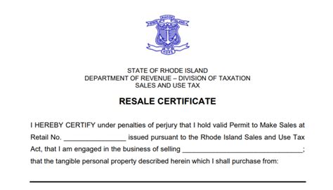 How to get a Resale Certificate in Rhode Island