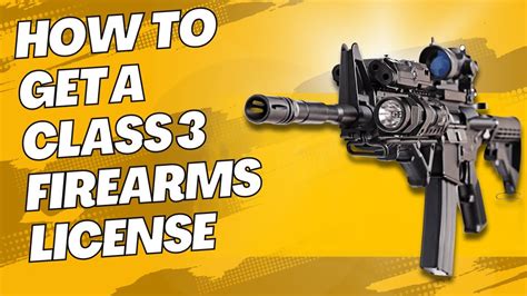 How to get a class 3 firearms license. Applying for a Class 3 firearms license involves completing an application form, undergoing a background check, and paying the applicable fees to the Bureau of Alcohol, Tobacco, Firearms and Explosives (ATF). You will also need to provide documentation such as fingerprints, photographs, and a certificate of … 