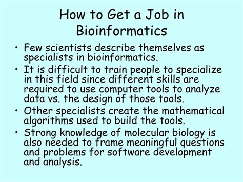 How to get a job in bioinformatics