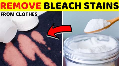 How to get bleach stains out. Mix a Solution. Mix 1 tablespoon of liquid dishwashing soap with 2 cups of warm water. Dip a clean cloth or sponge into the mixture and saturate the stain, working from the outside inward. Keep moving to a clean area of the cloth as the stain is transferred. The Spruce / Leticia Almeida. 