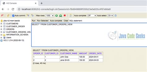How to get data from view in jpa repository.  The application uses an H2 in-memory...