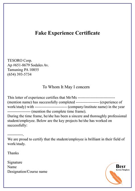 How to get fake job experience certificate