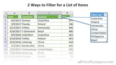 How to get filter list in excel