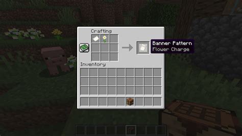 How to get flower charge banner pattern. Add Items to Create Thing Banner Pattern. On the Crafting Table, add 1 Paper and 1 Enchanted Golden Apple. When creating Items, the position of each item should be placed in the exact pattern as shown in the picture. In the first row, there should be 1 Paper in the first box and 1 Enchanted Golden Apple in the second box. 