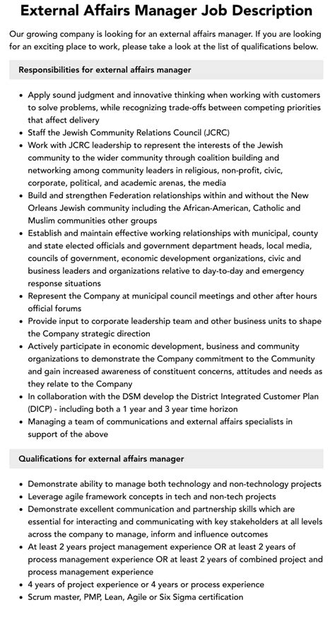 How to get job in external affairs