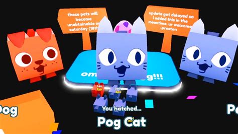 How to get pog cat in pet sim x 2022. As of now, Shiny is the only rarity that you can't create specifically, which makes it the hardest to get. There will likely be more rarities added to the game in the future. That should hopefully help you with the price of the Pog Dog in the game! You can check out more information on the game in the Pet Simulator X portion of our website. 