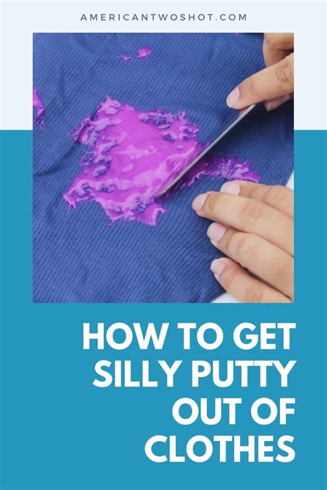 How to get putty out of clothes. Spray the stain with hydrogen peroxide, white vinegar, or 99% isopropyl rubbing alcohol. Let it sit for up to five minutes. Scrub the slime stain with a soft-bristled brush or toothbrush. Rinse the cloth in warm water. Wash cloth as usual to remove remnant slime putty and cleaning solution. 