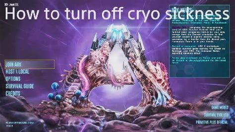 How to get rid of cryo sickness ark. Cryopods and Breeding. From what testing I have done I thought I would share a few things about breeding with cryopods. Putting a baby into a cryopod: -Resets the imprint timer to 8 hours. -Pauses the maturation %. -Does not remove any imprinting on the dino. I have found this very useful when trying to get 100% imprints whilst still working ... 