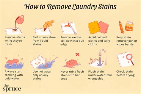 How to get rid of detergent stains. Pre-treat with a stain remover, then let it soak in. Launder according to the fabric care instructions. Regular stains should come out in cold water but for extra dirty clothing or very tough stains, use the warmest setting safe for the fabric. If the stain remains, repeat the steps above. Do not put it in the dryer until the stain is removed. 