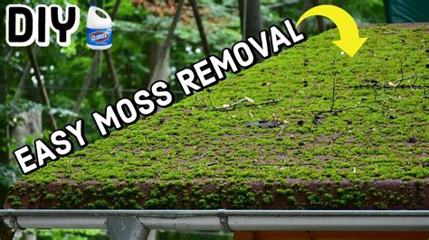 How to get rid of moss on roof. Roof moss removal usually requires a broom or heavy stream of water. Moss is a thick organic growth. Algae is just a thin film of organic growth that can be removed by washing the roof with certified organic oxygen bleach. Copper strips prevent the growth of moss and algae. Moss is thick - Algae is paper-thin. 