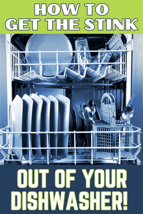 How to get smell out of dishwasher. About once a month, run a cleaning cycle using vinegar in an empty dishwasher. The vinegar cleans away soap scum and mineral deposits, and neutralizes any odors. Pour 2 cups of distilled white vinegar into a glass bowl and place it upright in the lower rack. Run a normal cycle with the heat dry option turned off and no detergent. 