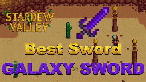 How to get the galaxy sword in stardew valley. 1. Gather all four Dwarf Scrolls and donate them to the Museum. You will receive a Dwarfish Translation Guide. 2. Read one of the tombstones in the Graveyard, instructing you to step into the structure’s center while holding a Prismatic Shard. 3. Follow those instructions to unlock the Galaxy Sword. 
