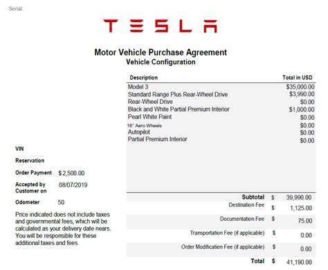 How to get vehicle build/configuration sheet with VIN on it Tesla
