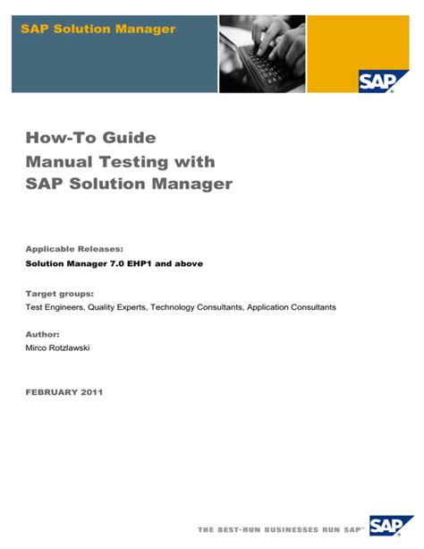 How to guide manual testing with sap solution manager. - Duendes, gnomos, hadas, trolls y otros seres mágicos.