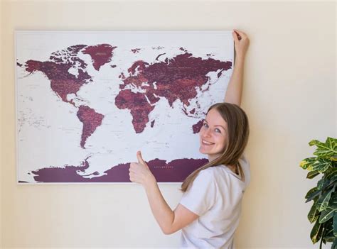 How to hang a Trip Map travel map on a wall without drilling?