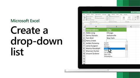 How to have drop down in excel