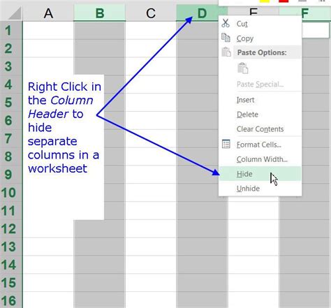 How to hide columns in Excel on Windows