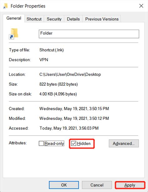 How to hide folder in desktop
