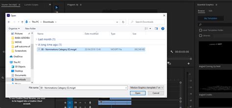 How to import .MOGRT [ Motion Graphics Template ] Files into Adobe