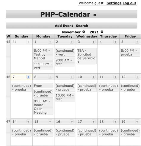 How to include calendar in php