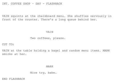 How to indicate flashback in a screenplay