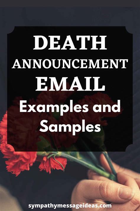 How to inform someone of a death by email sample.  This A death announcemen...