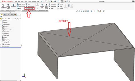 How to insert a SOLIDWORKS CrossBreak for sheet metal design
